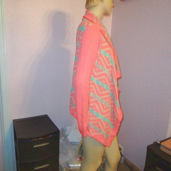 Vtg Y2K Mohair Blend Cardigan Sweater Size M Open Waterfall Festival Southwest - Picture 3 of 7